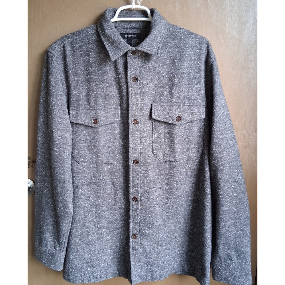 Banana‎ Republic BR/K.LOVE Men's (L) Shirt Heather Gray Button-Up Pockets